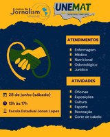 ‘Unemat na Comunidade’ oferece atendimentos e oficinas neste sábado (28) na E.E Jonas Lopes