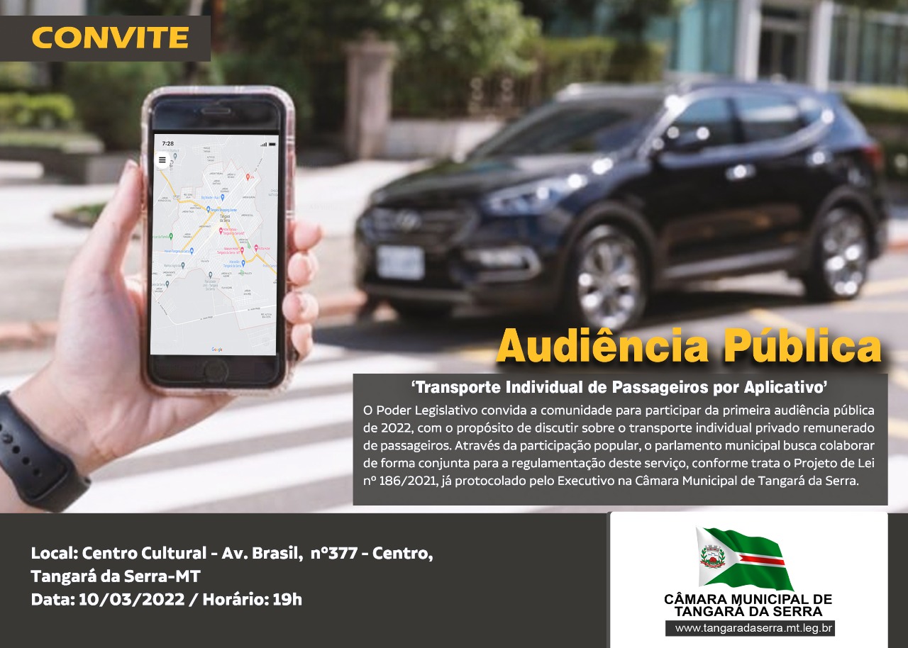 Câmara discute regulamentação do transporte de passageiros por aplicativo nesta quinta (10) 