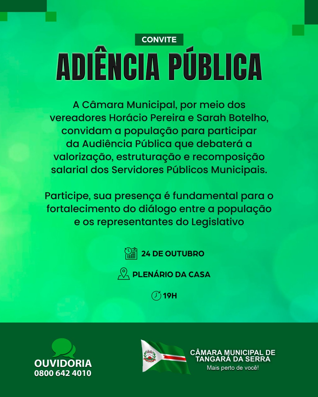 Audiência Pública: valorização dos servidores públicos será debatida nesta sexta (24)