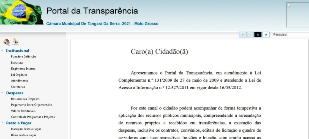 Departamento de informática alerta para instabilidade de acesso ao Portal da Transparência da Câmara 