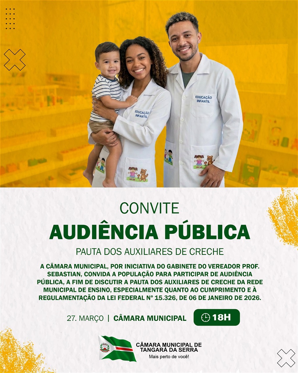 Legislativo discute, nesta sexta (27), a regulamentação dos Auxiliares de Creche no magistério municipal