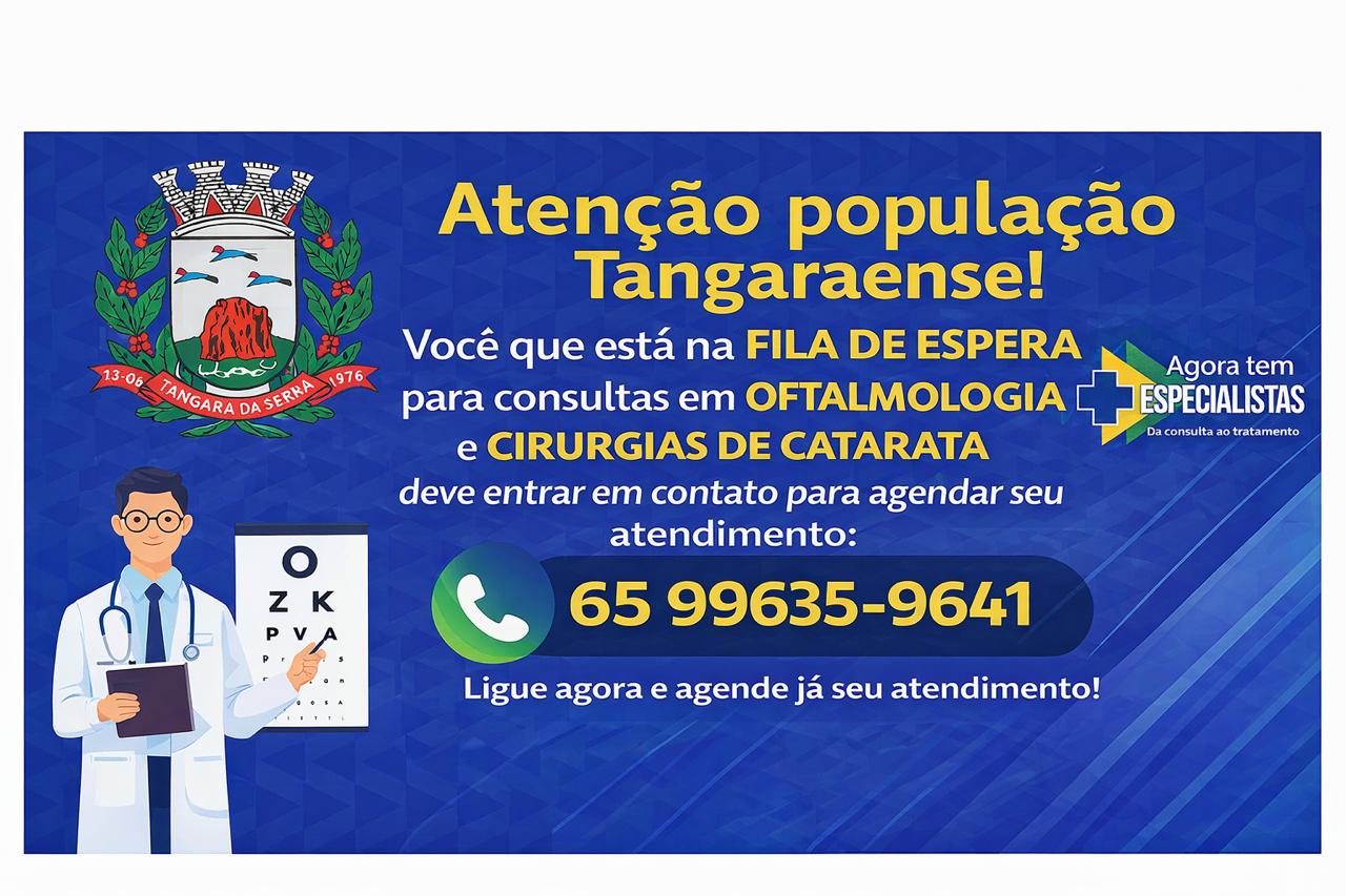 Chamamento Público: pacientes na fila de oftalmologia e catarata devem procurar a prefeitura 