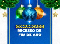 Definido o recesso em virtude das festividades de fim de ano do Poder Legislativo