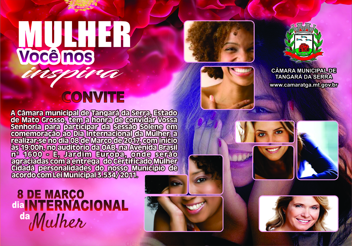 Dia das Mulheres é comemorado pelo Legislativo Municipal em Sessão Solene, no próximo dia 08