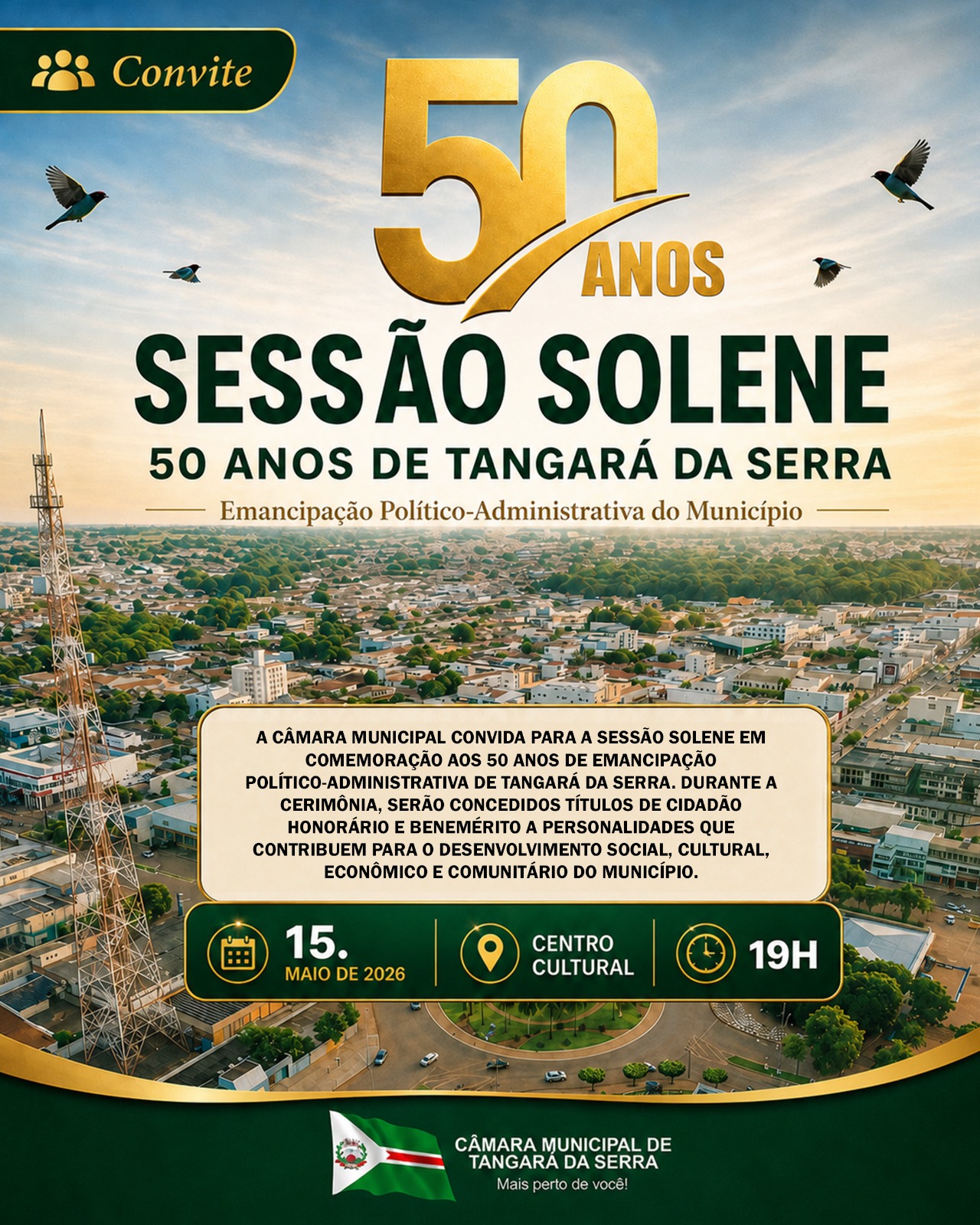 Legislativo celebrará jubileu de ouro com reconhecimento a cidadãos que contribuíram para o desenvolvimento local