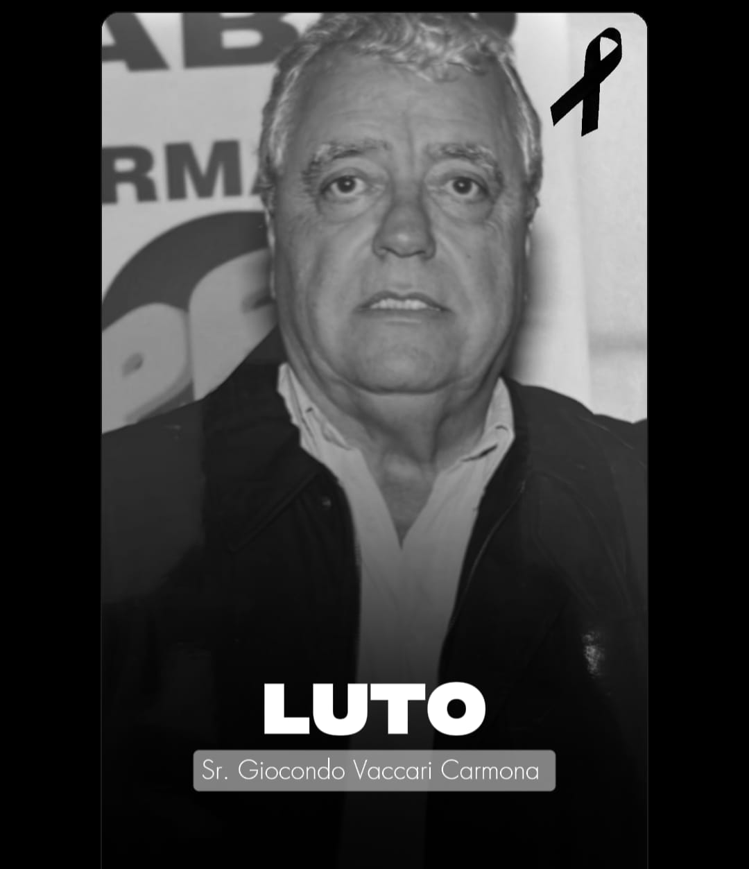 NOTA DE PESAR: Ex-vereador Sr. Giocondo Vaccari Carmona
