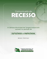 Recesso administrativo da Câmara começa em 22 de dezembro