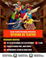 Oficina de Teatro apoiada pela Câmara inicia nesta sexta (19); inscrições estão na reta final 