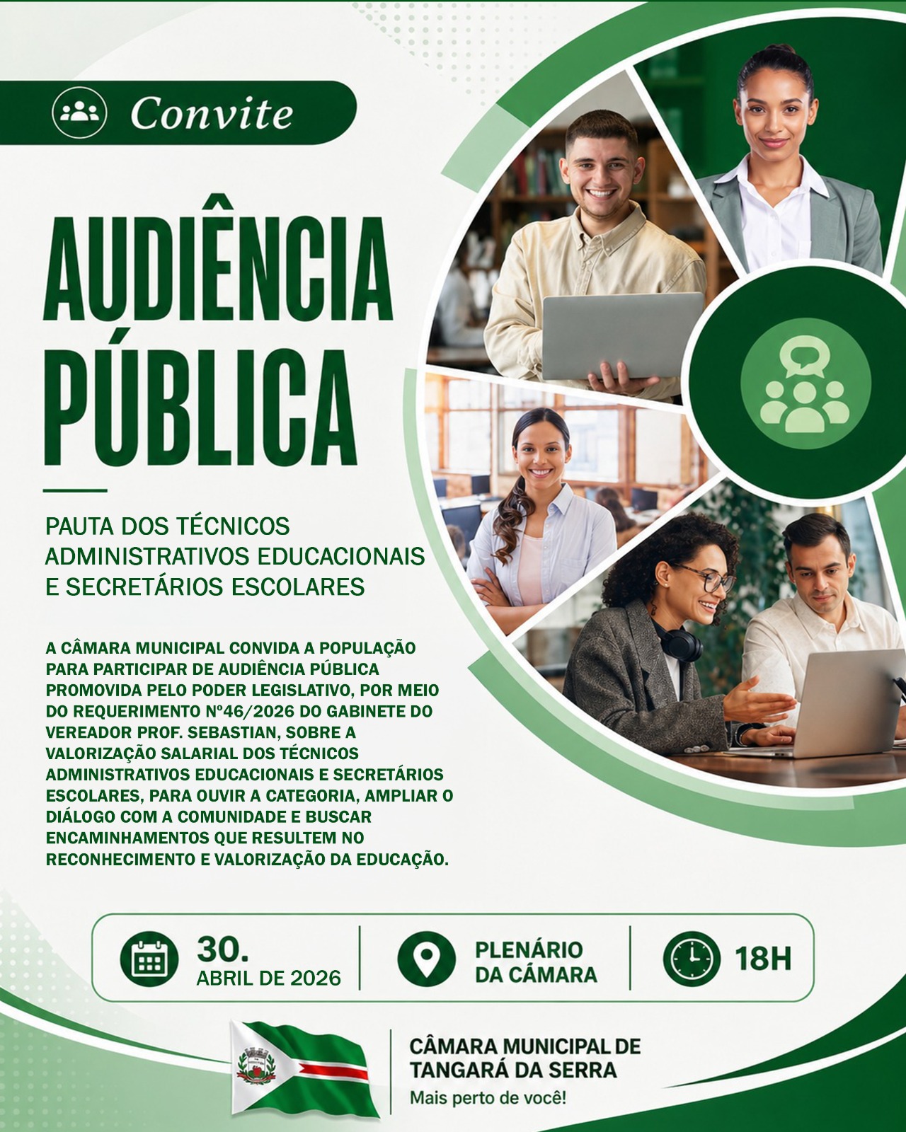 Valorização de Técnicos Administrativos Educacionais e Secretários Escolares será debatida em Audiência Pública